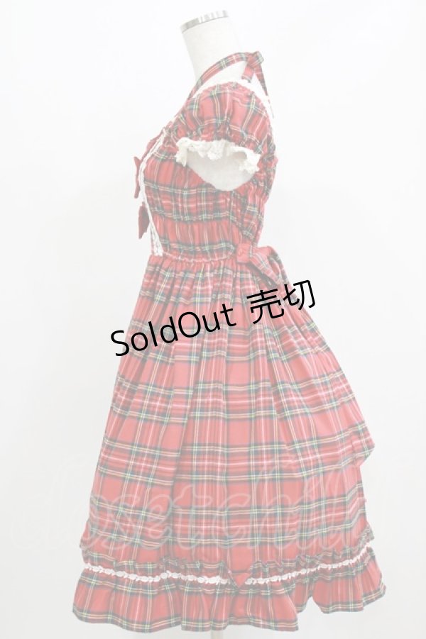 画像2: BABY,THE STARS SHINE BRIGHT / タータンチェックリボンミニ袖ジャンパースカート Free エンジ H-26-03-08-018-BA-OP-NS-ZH (2)