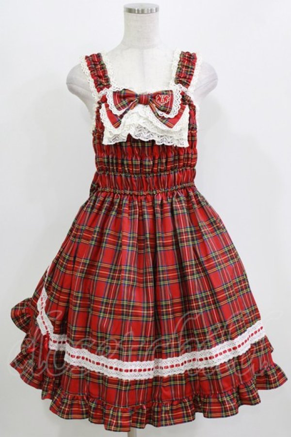 画像1: BABY,THE STARS SHINE BRIGHT / タータンチェックシャーリングプリンセスジャンパースカート Free エンジ H-26-03-08-020-BA-OP-NS-ZH (1)