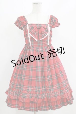 画像: BABY,THE STARS SHINE BRIGHT / タータンチェックミニ袖ジャンパースカート&カチューシャセット Free エンジ H-26-03-08-023-BA-OP-NS-ZH