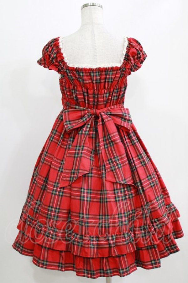 画像3: BABY,THE STARS SHINE BRIGHT / タータンチェックミニ袖ジャンパースカート&カチューシャセット Free エンジ H-26-03-08-023-BA-OP-NS-ZH (3)