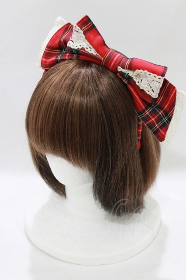 画像4: BABY,THE STARS SHINE BRIGHT / タータンチェックミニ袖ジャンパースカート&カチューシャセット Free エンジ H-26-03-08-023-BA-OP-NS-ZH (4)