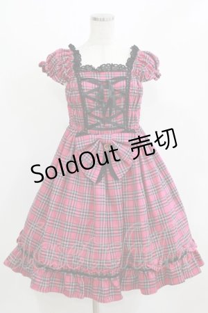 画像: BABY,THE STARS SHINE BRIGHT / タータンチェックミニ袖ジャンパースカート Free ピンク H-26-03-08-024-BA-OP-NS-ZH