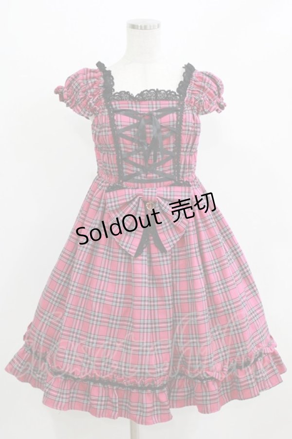 画像1: BABY,THE STARS SHINE BRIGHT / タータンチェックミニ袖ジャンパースカート Free ピンク H-26-03-08-024-BA-OP-NS-ZH (1)