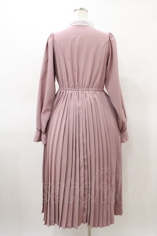 画像2: m petit by misako / レース襟プリーツワンピース M ピンク H-26-03-09-045-LO-OP-NS-ZH (2)