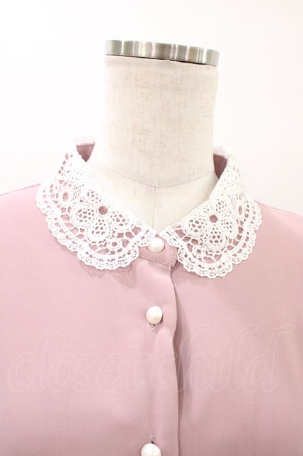 画像3: m petit by misako / レース襟プリーツワンピース M ピンク H-26-03-09-045-LO-OP-NS-ZH (3)