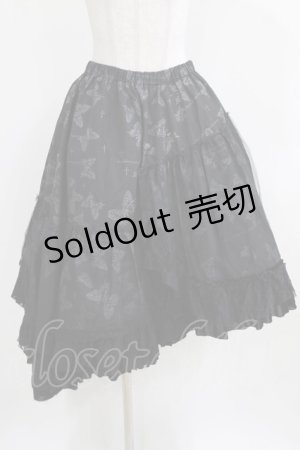 画像: h.naoto Blood / チュールレイヤードプリントロングスカート  ブラック H-26-03-09-1001-HN-SK-KB-ZH