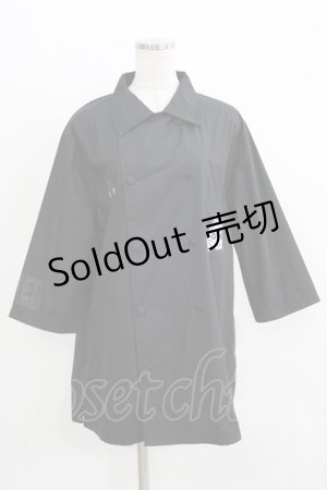 画像: NieR Clothing / ダブルボタン半袖シャツ  黒 H-26-03-09-1028-PU-BL-AK-ZH