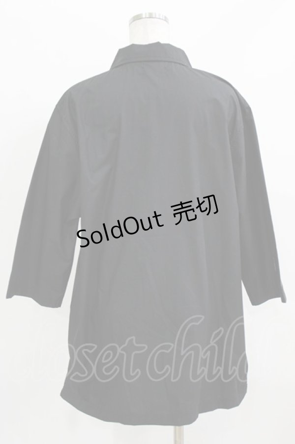 画像3: NieR Clothing / ダブルボタン半袖シャツ  黒 H-26-03-09-1028-PU-BL-AK-ZH (3)
