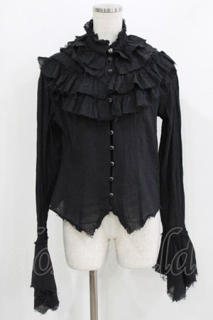 画像: BPN / ダメージフリルブラウス  ブラック H-26-03-09-1029-GO-BL-KB-ZH
