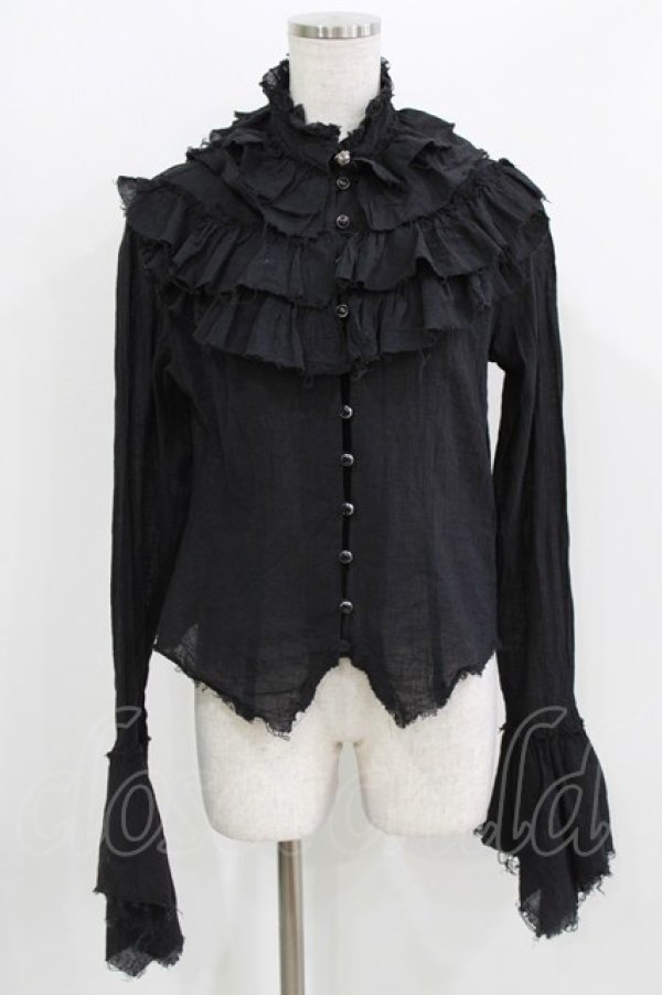 画像1: BPN / ダメージフリルブラウス  ブラック H-26-03-09-1029-GO-BL-KB-ZH (1)
