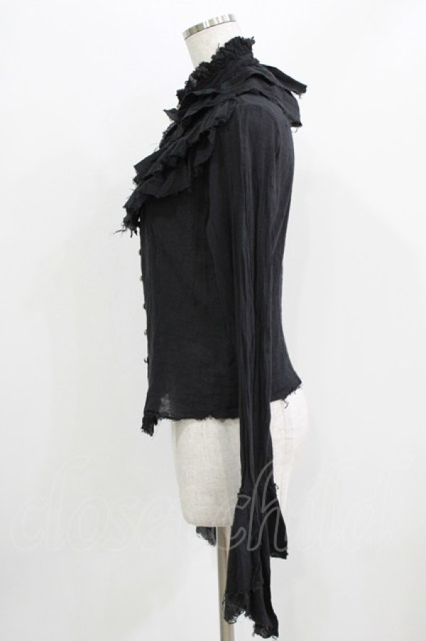 画像2: BPN / ダメージフリルブラウス  ブラック H-26-03-09-1029-GO-BL-KB-ZH (2)