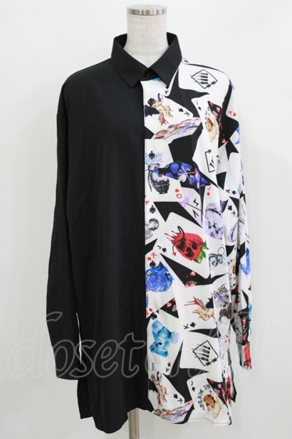 画像1: TRAVAS TOKYO / バイカラー昇華プリントシャツ  ブラック H-26-03-09-1030-PU-BL-KB-ZH (1)