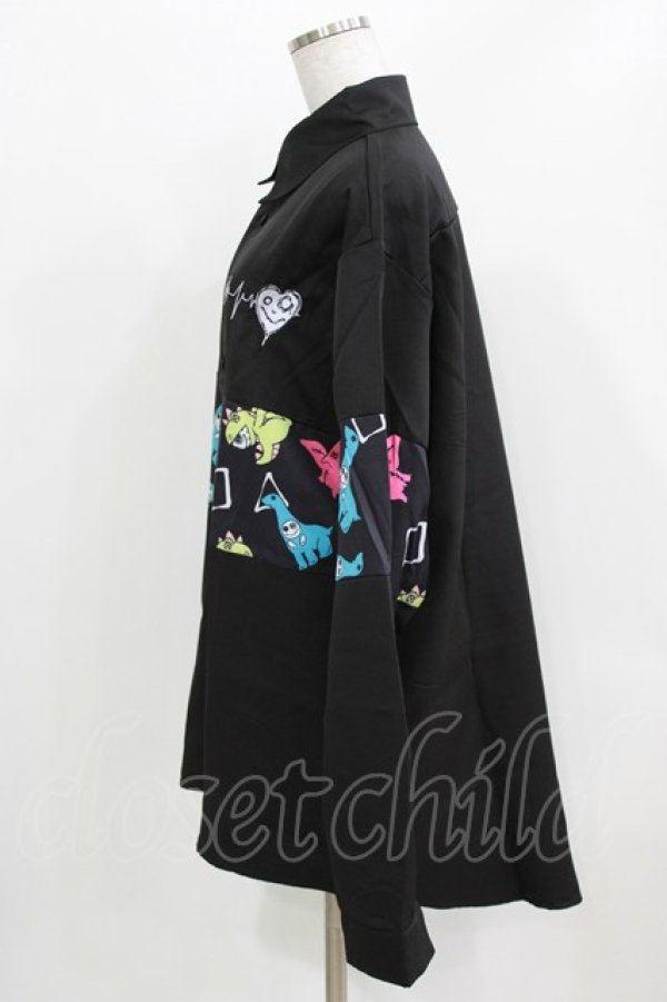 画像2: NieR Clothing / プリント切替ブラウス  黒 H-26-03-09-1032-PU-BL-AK-ZH (2)