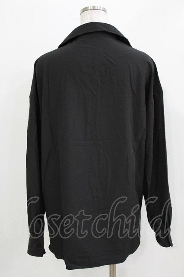 画像3: NieR Clothing / レースアップシャツ  黒 H-26-03-09-1033-PU-BL-AK-ZH (3)