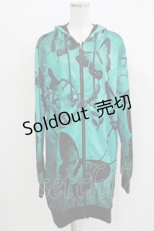 画像: NieR Clothing / 総柄ZIPパーカー F エメラルド H-26-03-09-1034-PU-TO-AK-ZH