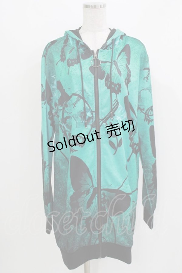 画像1: NieR Clothing / 総柄ZIPパーカー F エメラルド H-26-03-09-1034-PU-TO-AK-ZH (1)