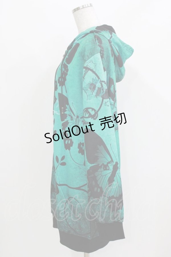 画像2: NieR Clothing / 総柄ZIPパーカー F エメラルド H-26-03-09-1034-PU-TO-AK-ZH (2)