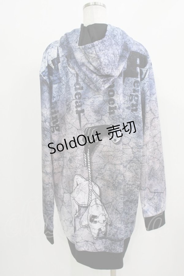 画像3: NieR Clothing / 総柄ZIPパーカー F グレー H-26-03-09-1035-PU-TO-KB-ZH (3)