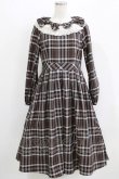 画像1: Melody BasKet / リボンとレースカラーのタータンチェックワンピース  ブラウン H-26-03-09-1004-LO-OP-KB-ZH (1)