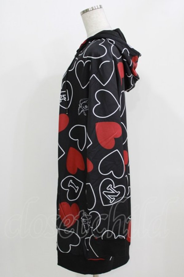 画像2: NieR Clothing / 総柄ZIPパーカー F 黒 H-26-03-09-1036-PU-TO-AK-ZH (2)