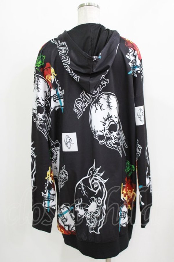 画像3: NieR Clothing / 総柄ZIPパーカー F 黒 H-26-03-09-1037-PU-TO-AK-ZH (3)