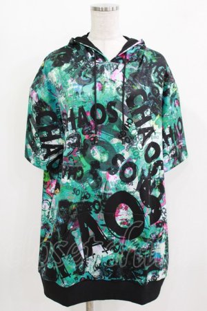 画像: NieR Clothing / 総柄半袖プルパーカー F 緑 H-26-03-09-1039-PU-TO-AK-ZH