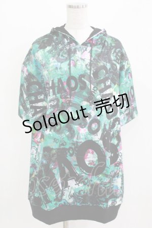 画像: NieR Clothing / 総柄半袖プルパーカー F 緑 H-26-03-09-1039-PU-TO-AK-ZH