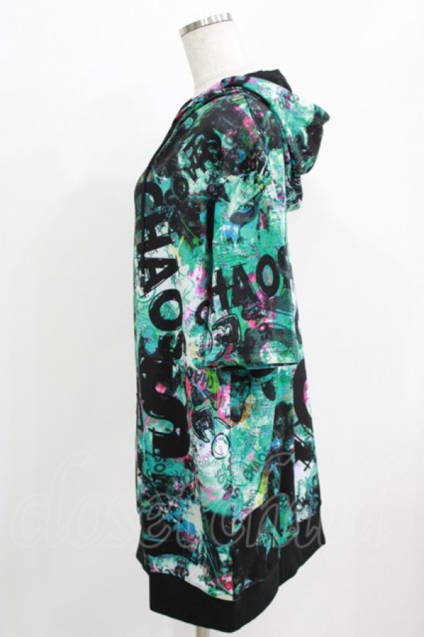 画像2: NieR Clothing / 総柄半袖プルパーカー F 緑 H-26-03-09-1039-PU-TO-AK-ZH (2)