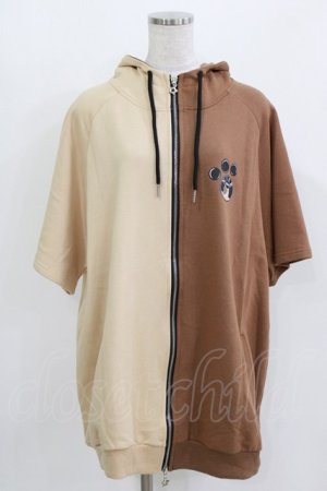 画像: NieR Clothing / 半袖ZIPパーカー  茶 H-26-03-09-1042-PU-TO-AK-ZH