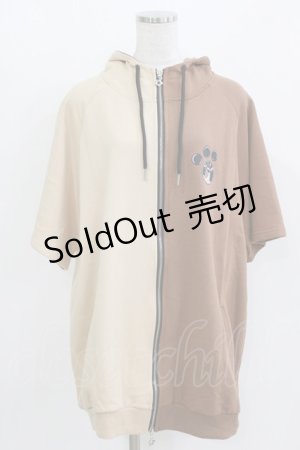 画像: NieR Clothing / 半袖ZIPパーカー  茶 H-26-03-09-1042-PU-TO-AK-ZH