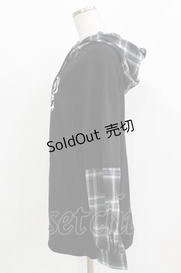 画像2: NieR Clothing / レイヤード風パーカー F 黒 H-26-03-09-1044-PU-TO-AK-ZH (2)