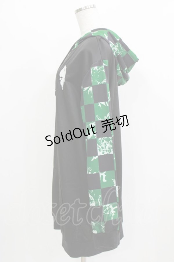 画像2: NieR Clothing / 総柄ZIPパーカー F 黒 H-26-03-09-1045-PU-TO-AK-ZH (2)