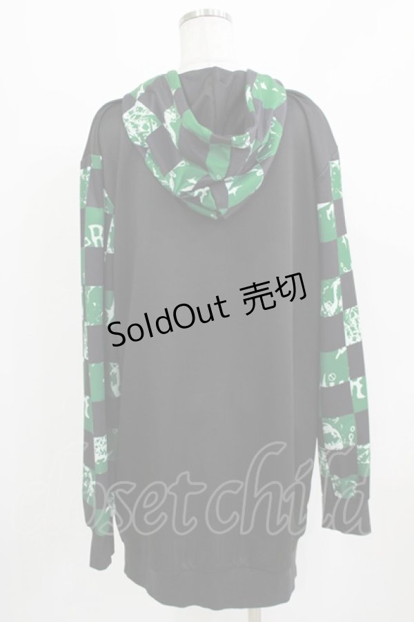 画像3: NieR Clothing / 総柄ZIPパーカー F 黒 H-26-03-09-1045-PU-TO-AK-ZH (3)