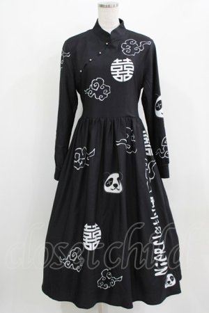 画像: NieR Clothing / 田中さんチャイナデザインワンピース  黒 H-26-03-09-1005-PU-OP-AK-ZH