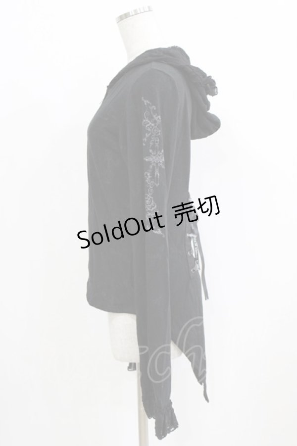 画像2: h.naoto Blood / レースフリル燕尾ZIPパーカー  黒 H-26-03-09-1046-HN-TO-KB-ZH (2)
