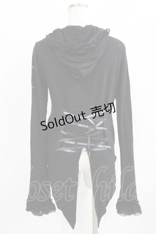 画像3: h.naoto Blood / レースフリル燕尾ZIPパーカー  黒 H-26-03-09-1046-HN-TO-KB-ZH (3)