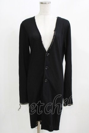 画像: BPN FOR MEN / ダメージカットロングカーディガン  ブラック H-26-03-09-1048-GO-TO-KB-ZH
