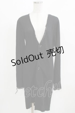 画像: BPN FOR MEN / ダメージカットロングカーディガン  ブラック H-26-03-09-1048-GO-TO-KB-ZH