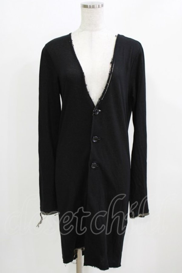 画像1: BPN FOR MEN / ダメージカットロングカーディガン  ブラック H-26-03-09-1048-GO-TO-KB-ZH (1)