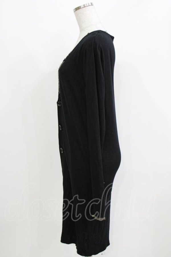 画像2: BPN FOR MEN / ダメージカットロングカーディガン  ブラック H-26-03-09-1048-GO-TO-KB-ZH (2)