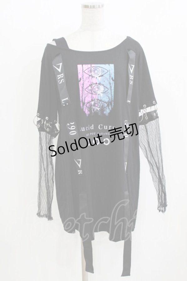 画像1: SEX POT ReVeNGe / セパレートメッシュスリーヴデザインカットソー M 黒 H-26-03-09-1049-SP-TO-KB-ZH (1)