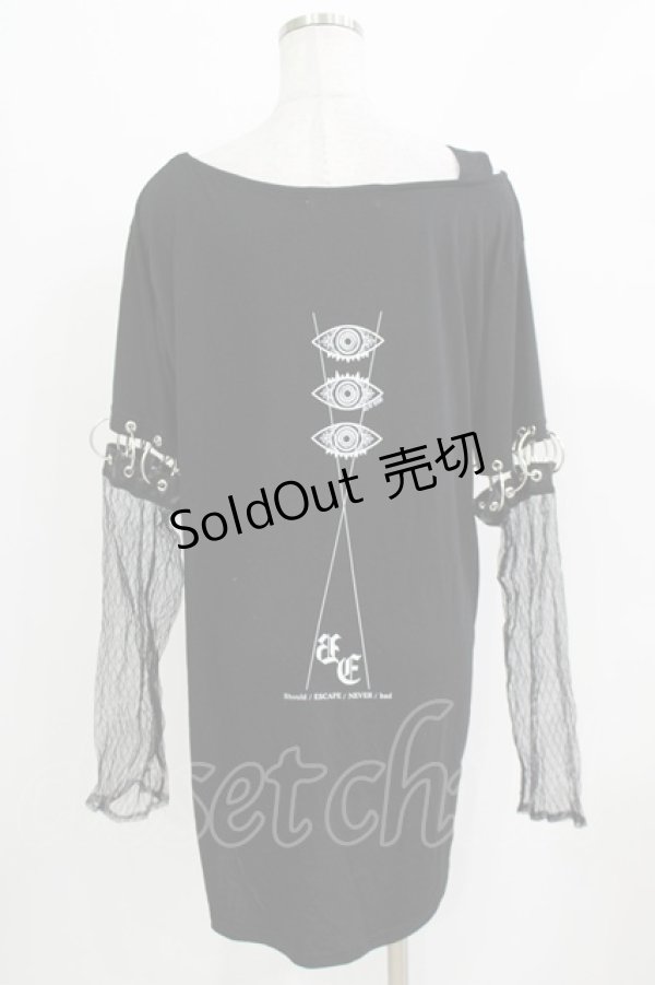 画像3: SEX POT ReVeNGe / セパレートメッシュスリーヴデザインカットソー M 黒 H-26-03-09-1049-SP-TO-KB-ZH (3)