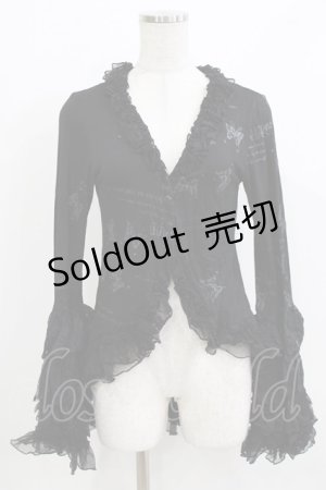 画像: h.naoto Blood / レースフリル燕尾カーディガン  ブラック H-26-03-09-1054-HN-TO-KB-ZH
