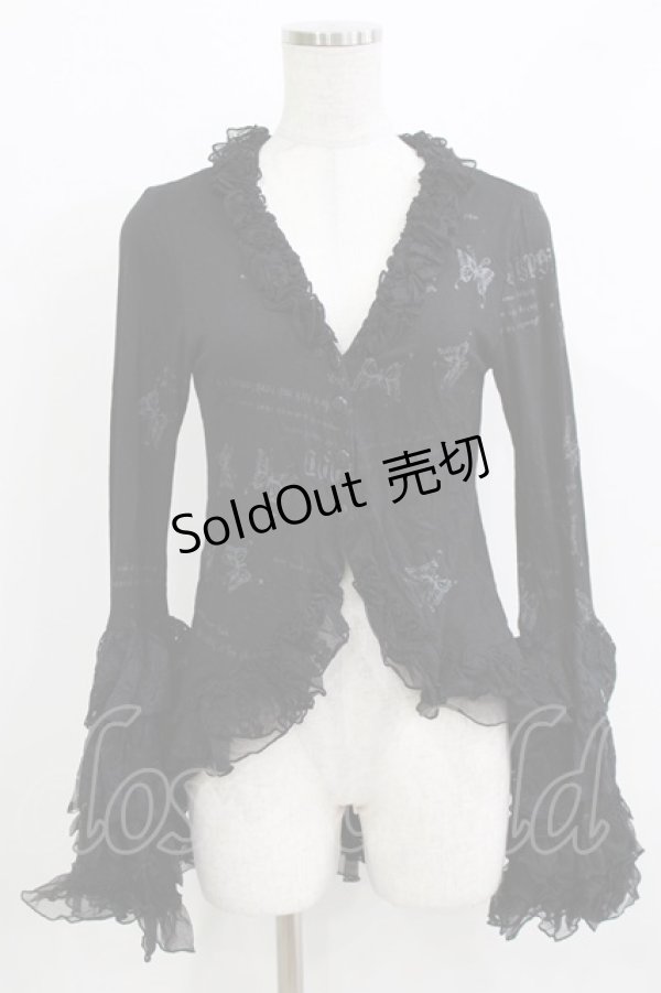 画像1: h.naoto Blood / レースフリル燕尾カーディガン  ブラック H-26-03-09-1054-HN-TO-KB-ZH (1)