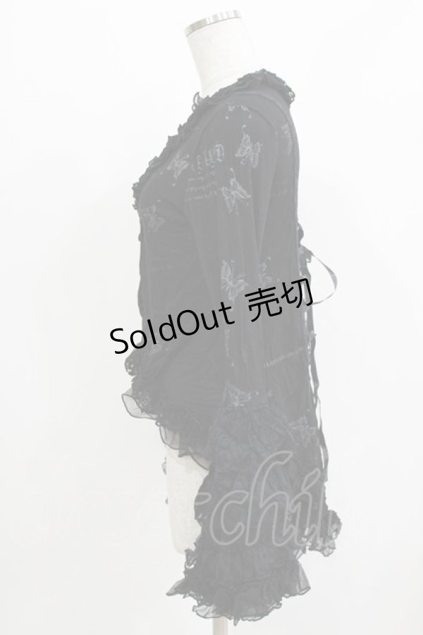 画像2: h.naoto Blood / レースフリル燕尾カーディガン  ブラック H-26-03-09-1054-HN-TO-KB-ZH (2)
