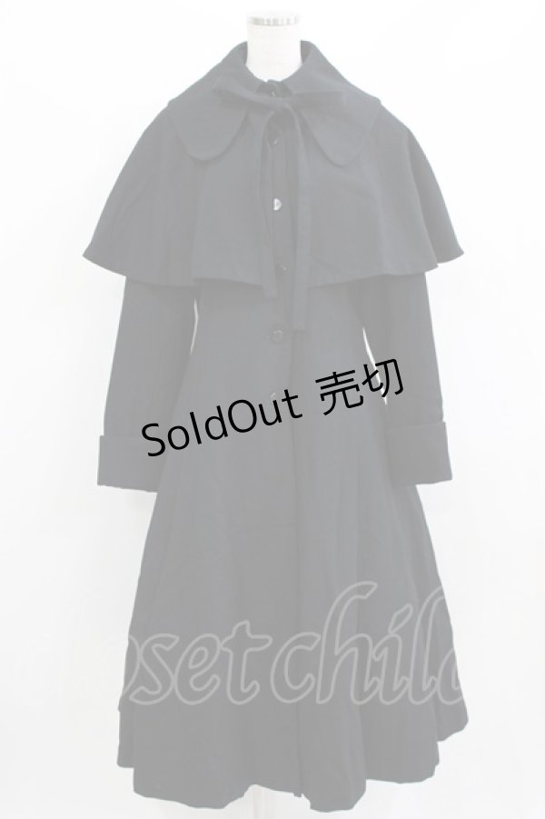 画像1: ATELIER BOZ / ケープ付ロングコート  ブラック H-26-03-09-1006-EL-CO-KB-ZH (1)