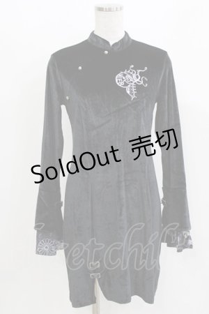 画像: NieR Clothing / チャイナベロアワンピース F 黒 H-26-03-09-1056-PU-OP-AK-ZH