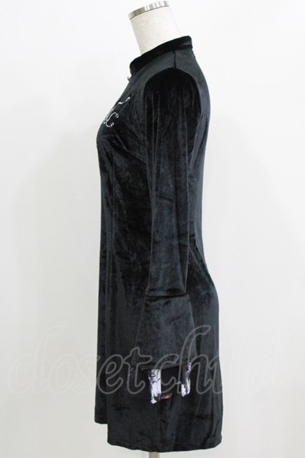 画像2: NieR Clothing / チャイナベロアワンピース F 黒 H-26-03-09-1056-PU-OP-AK-ZH (2)