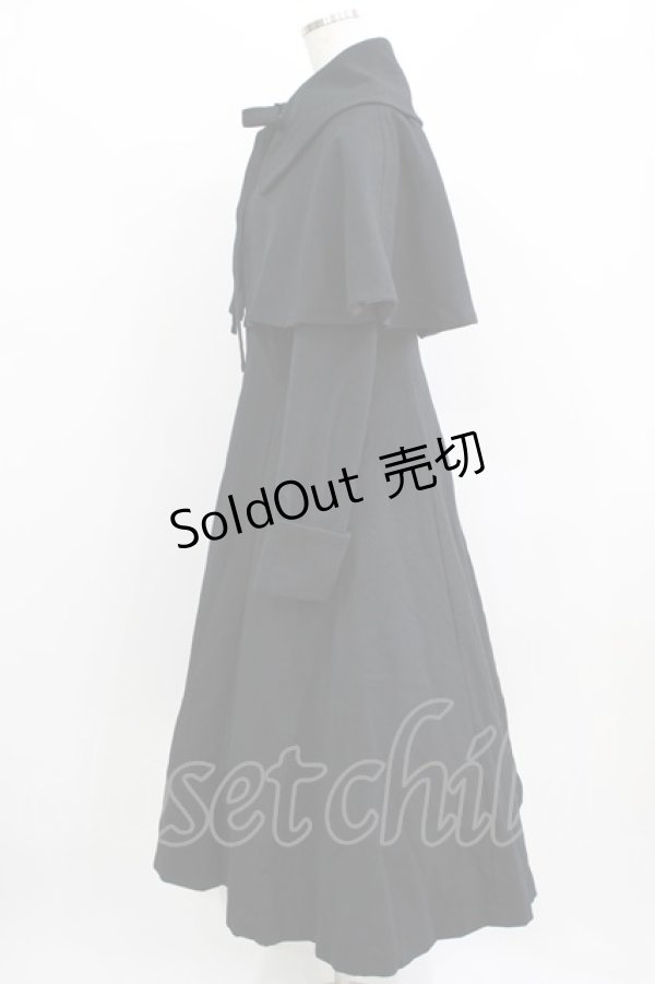 画像2: ATELIER BOZ / ケープ付ロングコート  ブラック H-26-03-09-1006-EL-CO-KB-ZH (2)