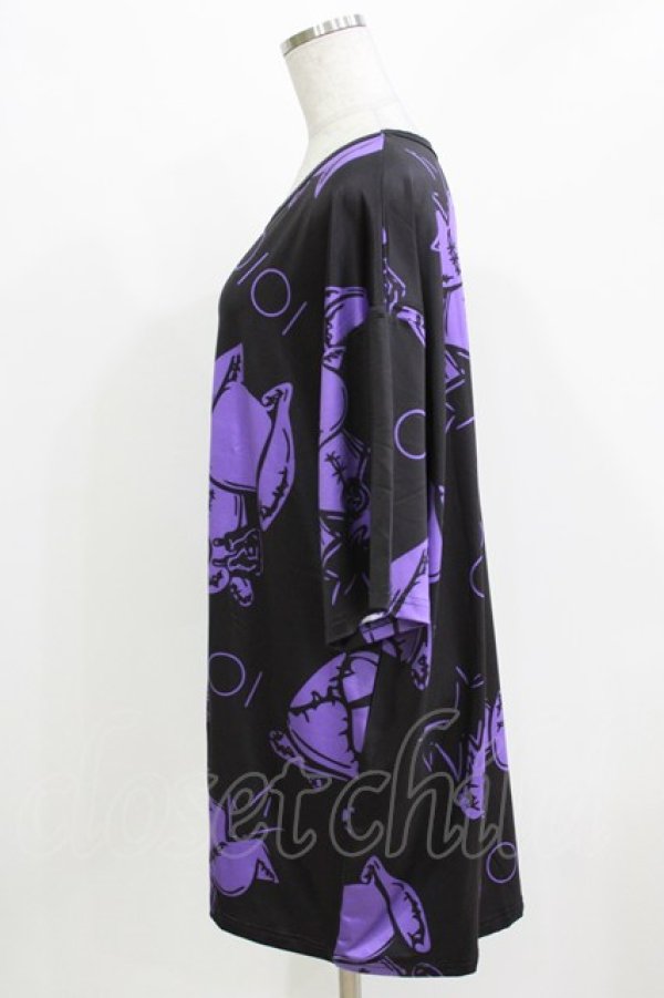 画像2: NieR Clothing / プリント半袖CUTSEW F 黒×紫 H-26-03-09-1059-PU-TO-AK-ZH (2)